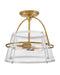 Tournon LED Semi-Flush Mount in Heritage Brass with Polished White Accents