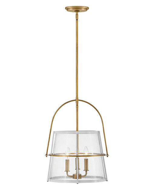 Tournon LED Pendant in Heritage Brass with Polished White Accents