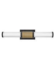 Zevi LED Vanity in Black with Lacquered Brass Accents