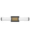 Zevi LED Vanity in Black with Lacquered Brass Accents