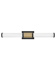 Zevi LED Vanity in Black with Lacquered Brass Accents