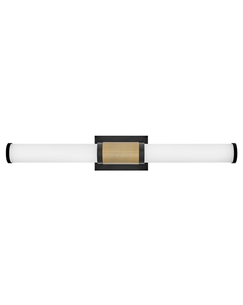 Zevi LED Vanity in Black with Lacquered Brass Accents