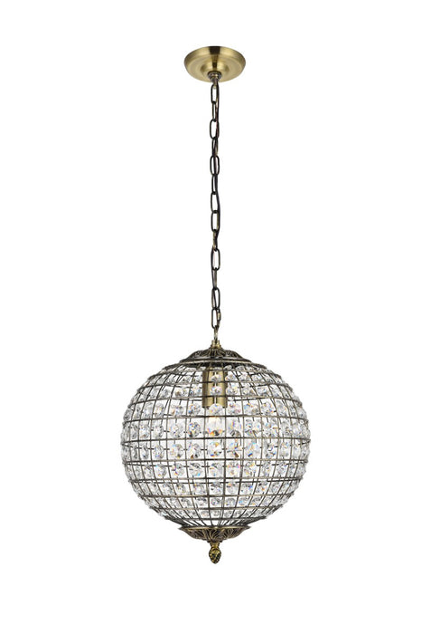 Earlene 1-Light Pendant in Antique Bronze with Clear Royal Cut Crystal