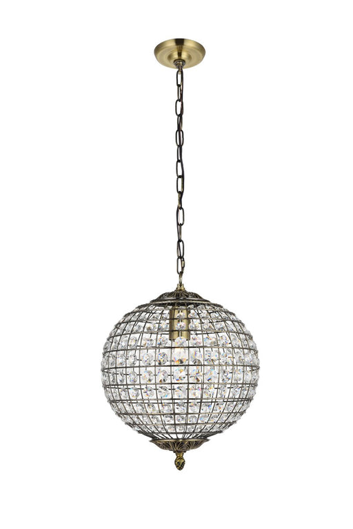 Earlene 1-Light Pendant in Antique Bronze with Clear Royal Cut Crystal