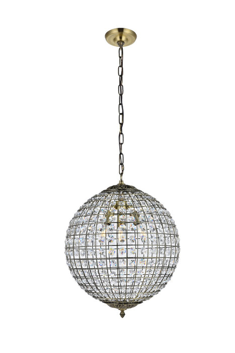 Earlene 3-Light Pendant in Antique Bronze with Clear Royal Cut Crystal