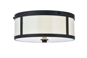 Hadrian 2-Light Flush Mount in Flat Black & White