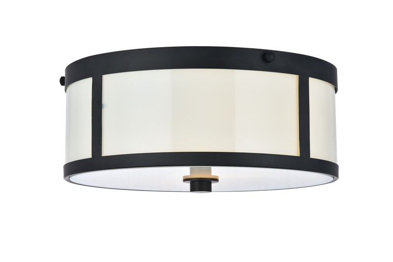 Hadrian 2-Light Flush Mount in Flat Black & White