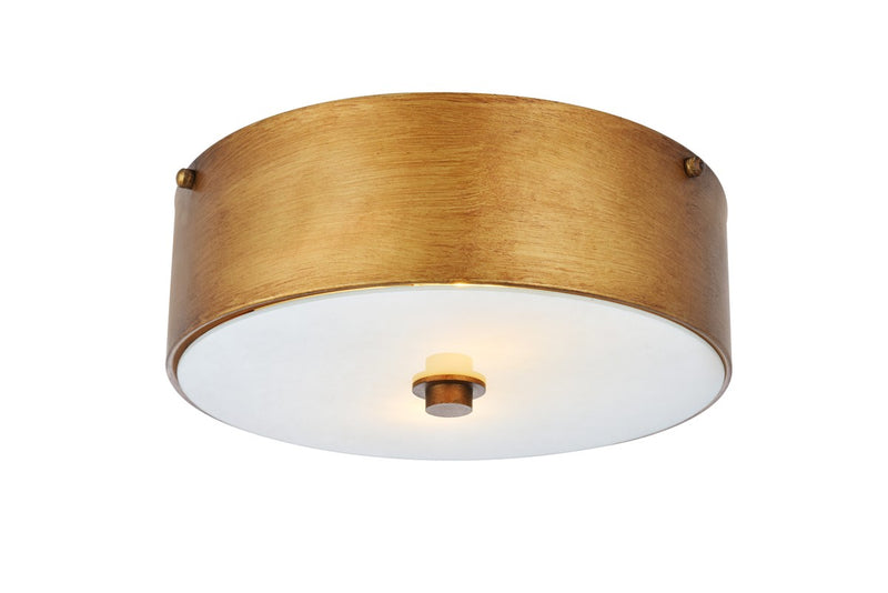 Hazen 2-Light Flush Mount in Vintage Gold & White