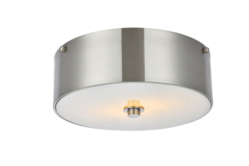 Hazen 2-Light Flush Mount in Burnished Nickel & White