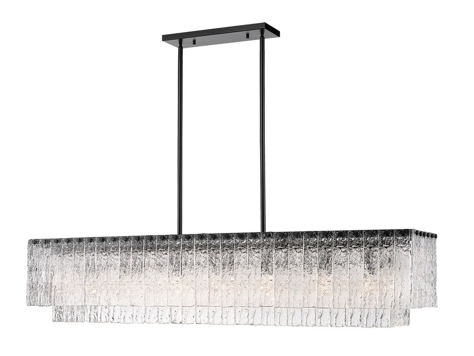 Glacier Seven Light Island Pendant in Matte Black by Z-Lite Lighting