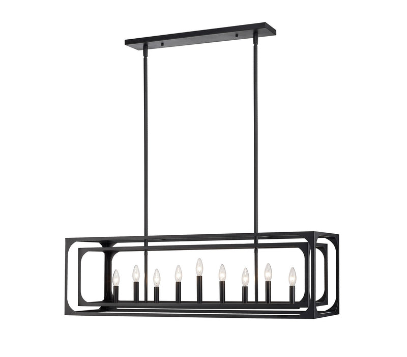 Easton Nine Light Island Pendant in Matte Black by Z-Lite Lighting