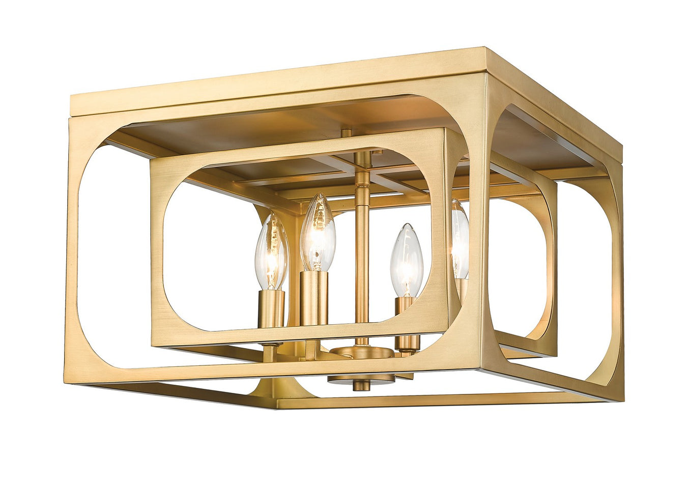 Easton Four Light Flush Mount in Rubbed Brass by Z-Lite Lighting