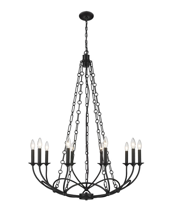Arabella Ten Light Chandelier in Matte Black by Z-Lite Lighting