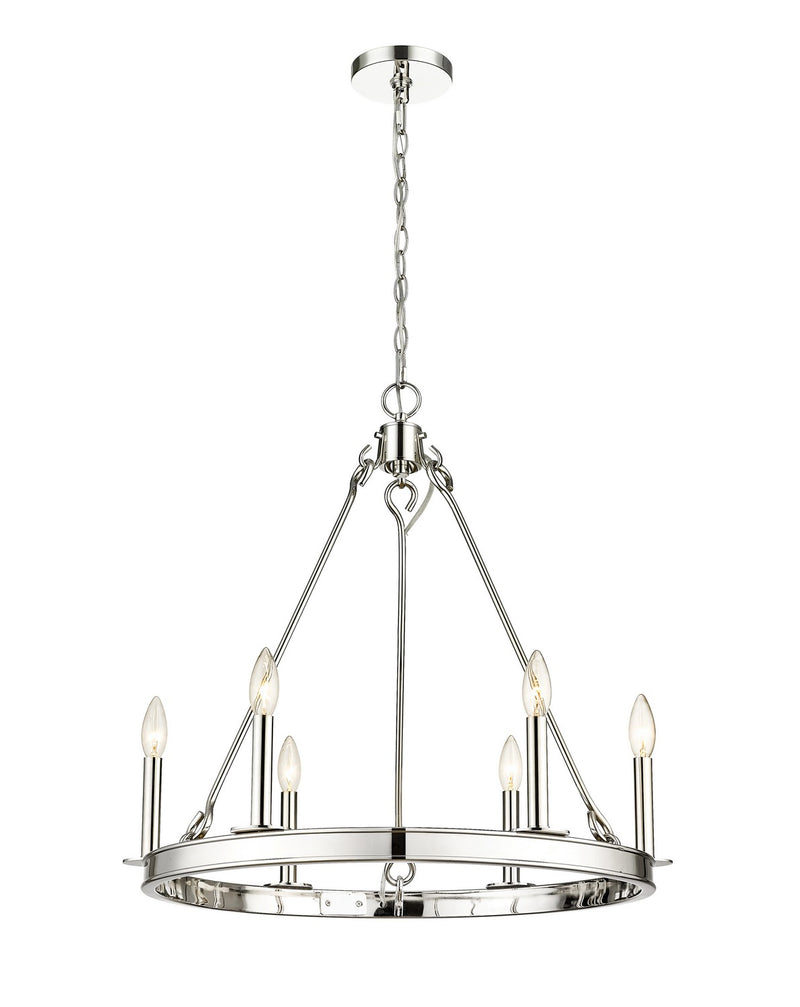 Barclay Six Light Chandelier in Polished Nickel by Z-Lite Lighting