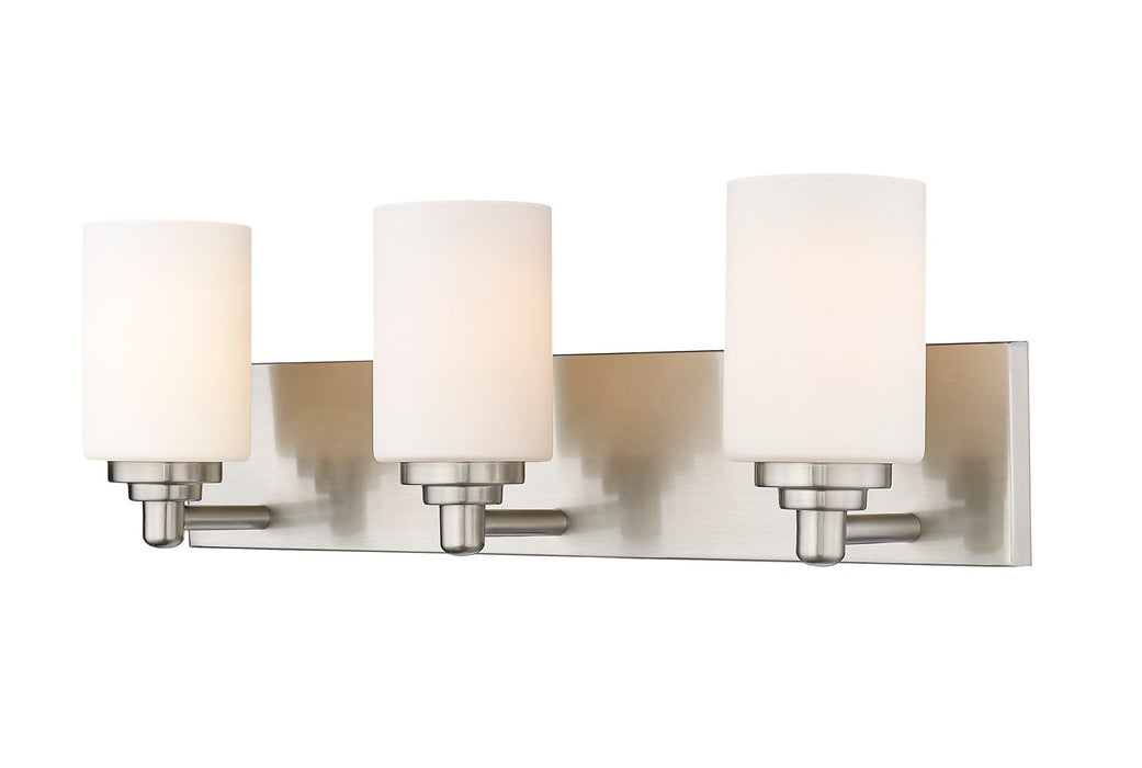 Soledad Three Light Vanity in Brushed Nickel by Z-Lite Lighting
