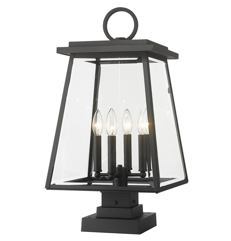 Broughton Four Light Outdoor Pier Mount in Black by Z-Lite Lighting