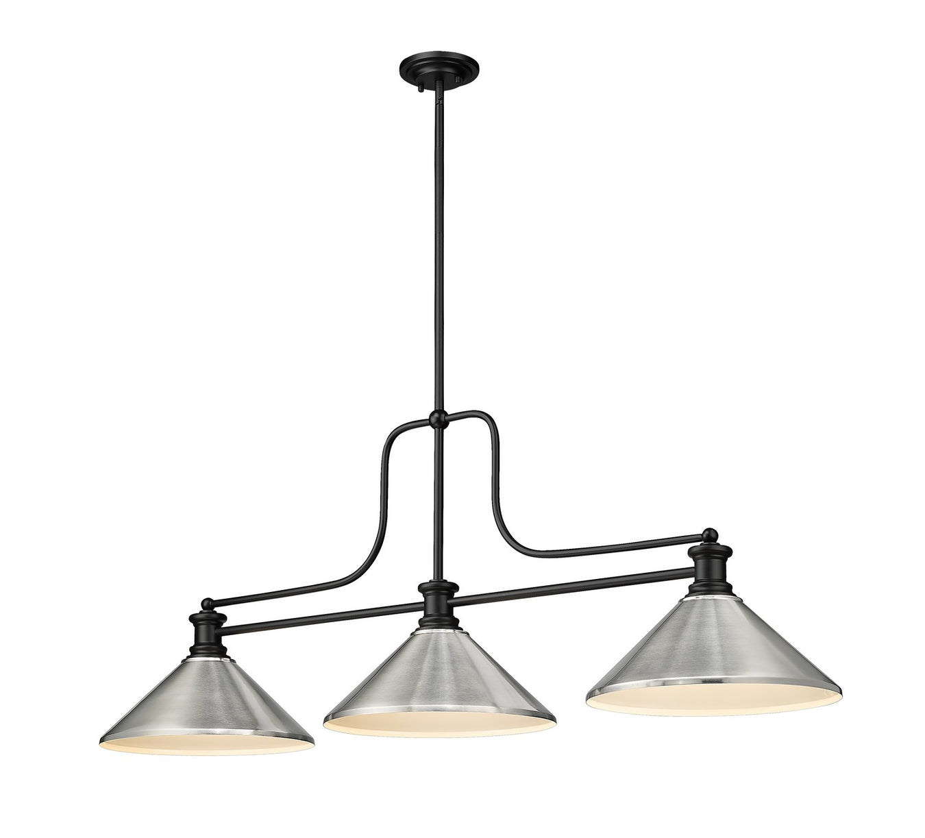Melange Three Light Island Pendant in Matte Black by Z-Lite Lighting