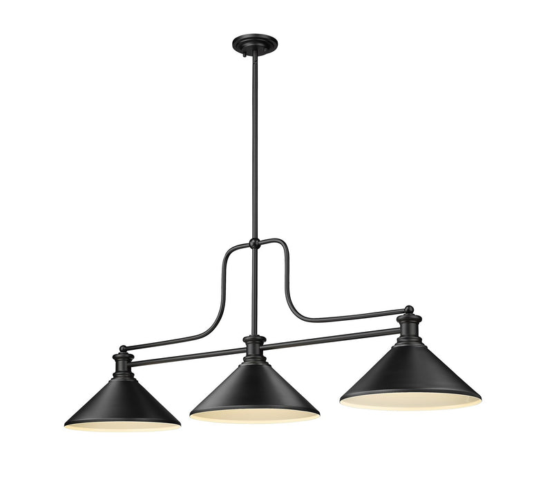 Melange Three Light Island Pendant in Matte Black by Z-Lite Lighting