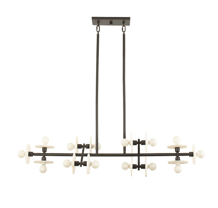 Amani 14 Light Linear Chandelier in Black Cashmere
