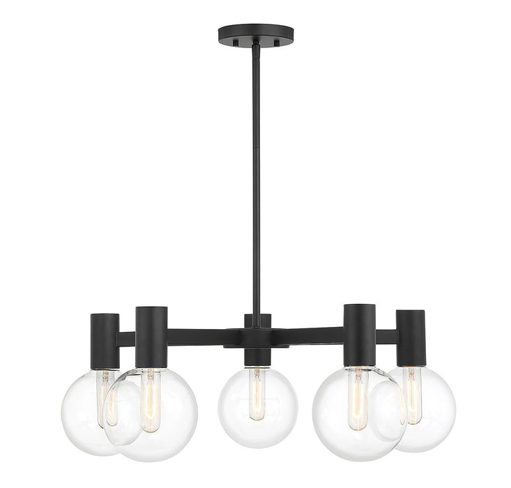 Wright Five Light Chandelier in Matte Black