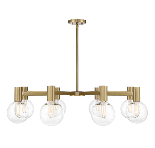Wright Eight Light Chandelier in Warm Brass