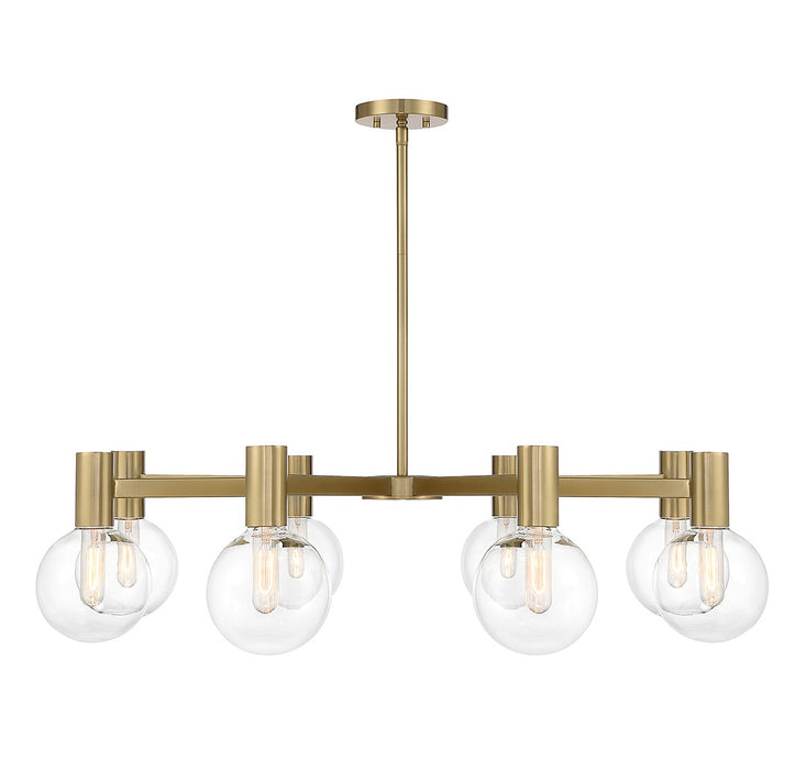 Wright Eight Light Chandelier in Warm Brass