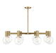 Wright Eight Light Chandelier in Warm Brass