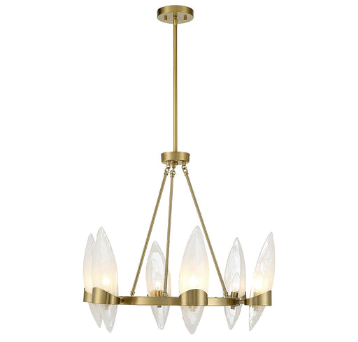 Nouvel Six Light Chandelier in Warm Brass