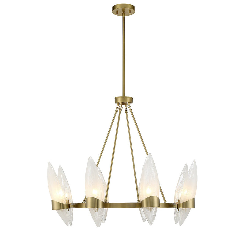 Nouvel Eight Light Chandelier in Warm Brass