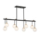 Couplet Eight Light Linear Chandelier in Matte Black with Warm Brass