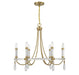 Mayfair Six Light Chandelier in Warm Brass and Chrome