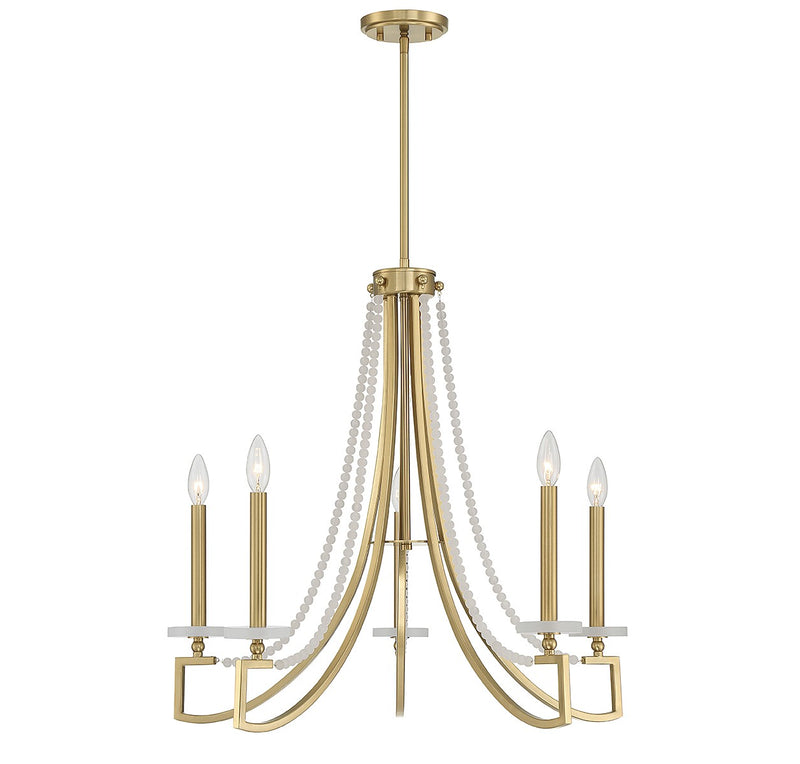 Helen Five Light Chandelier in Warm Brass