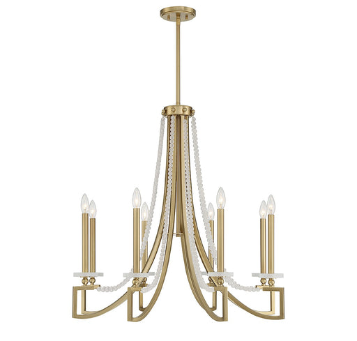 Helen Eight Light Chandelier in Warm Brass