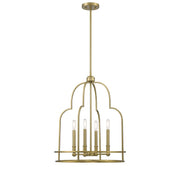 Diplomat Four Light Pendant in Warm Brass