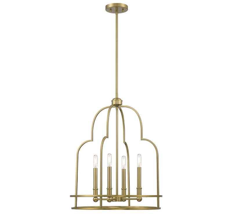 Diplomat Four Light Pendant in Warm Brass
