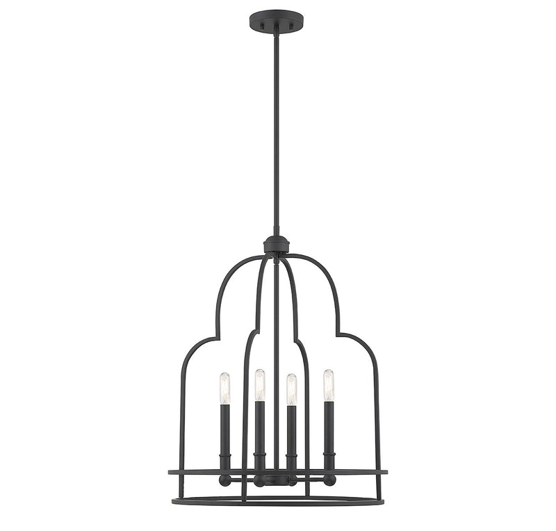 Diplomat Four Light Pendant in Matte Black