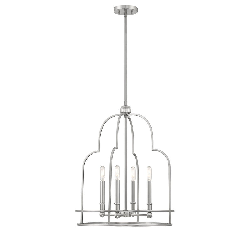 Diplomat Four Light Pendant in Satin Nickel