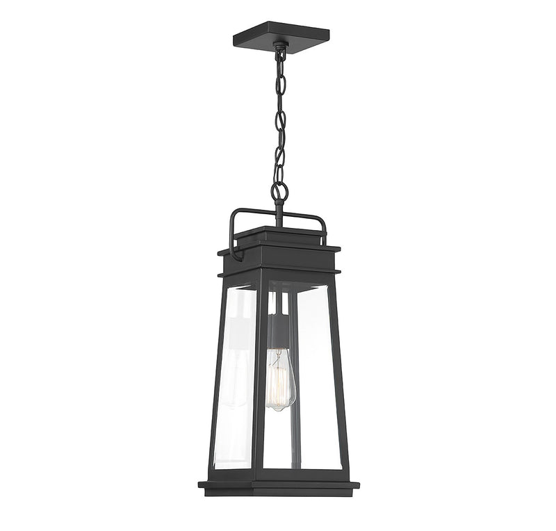 Boone One Light Outdoor Hanging Lantern in Matte Black