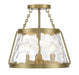 Crawford Three Light Semi-Flush Mount in Warm Brass