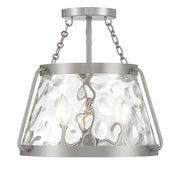 Crawford Three Light Semi-Flush Mount in Satin Nickel