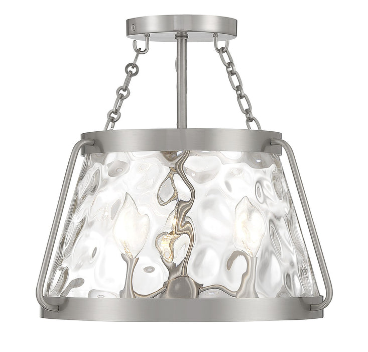 Crawford Three Light Semi-Flush Mount in Satin Nickel