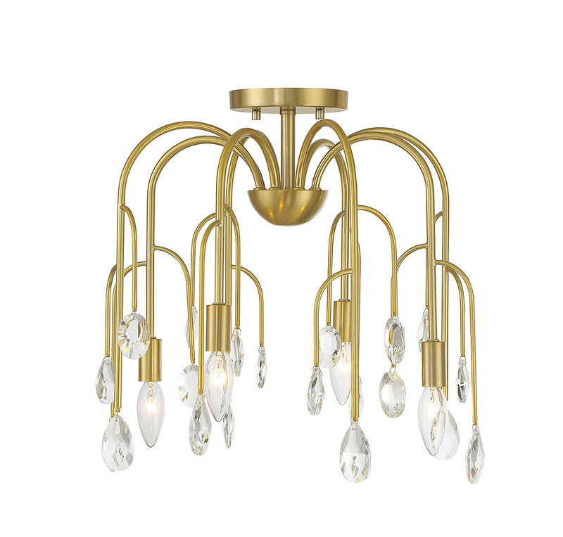 Anholt Four Light Convertible Semi-Flush or Pendant in Noble Brass
