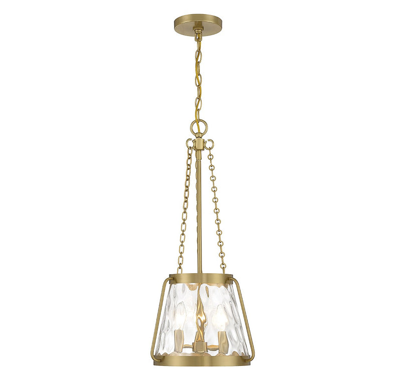 Crawford Three Light Pendant in Warm Brass