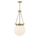 Manor Three Light Pendant in Warm Brass