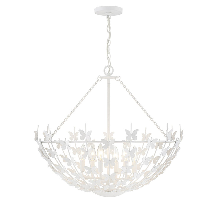 Birch Six Light Pendant in Bisque White