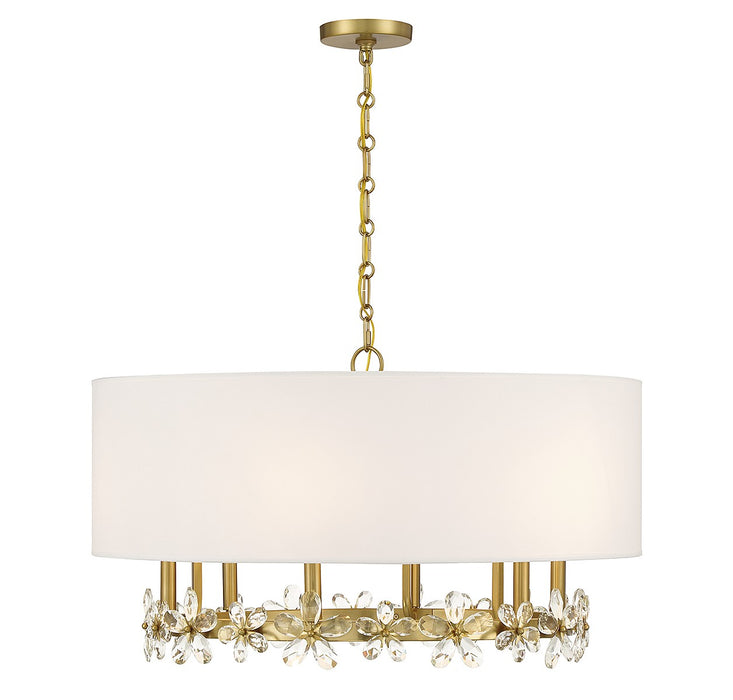 Dahlia Six Light Pendant in Warm Brass