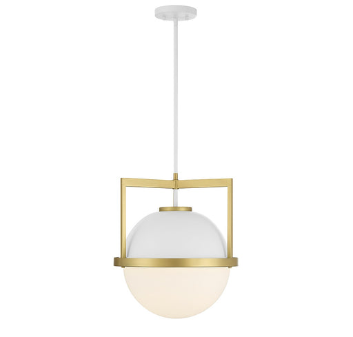 Carlysle One Light Pendant in White with Warm Brass