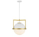 Carlysle One Light Pendant in White with Warm Brass