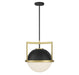 Carlysle One Light Pendant in Matte Black with Warm Brass