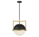 Carlysle One Light Pendant in Matte Black with Warm Brass